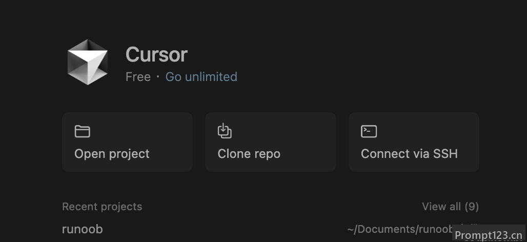 Cursor 打开目录